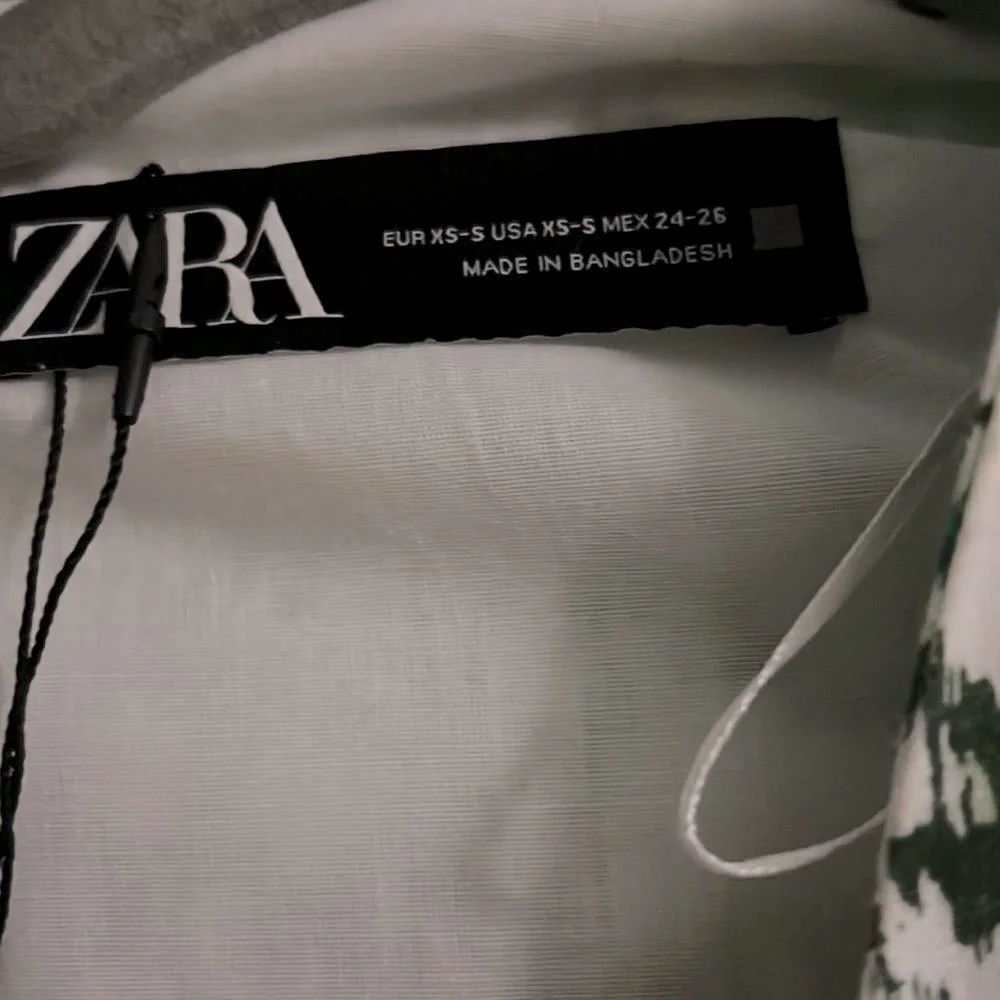 ZARA Linen Blend Printed Kimono Printed ✨ White + Green Size M/L - Picture 15 of 15